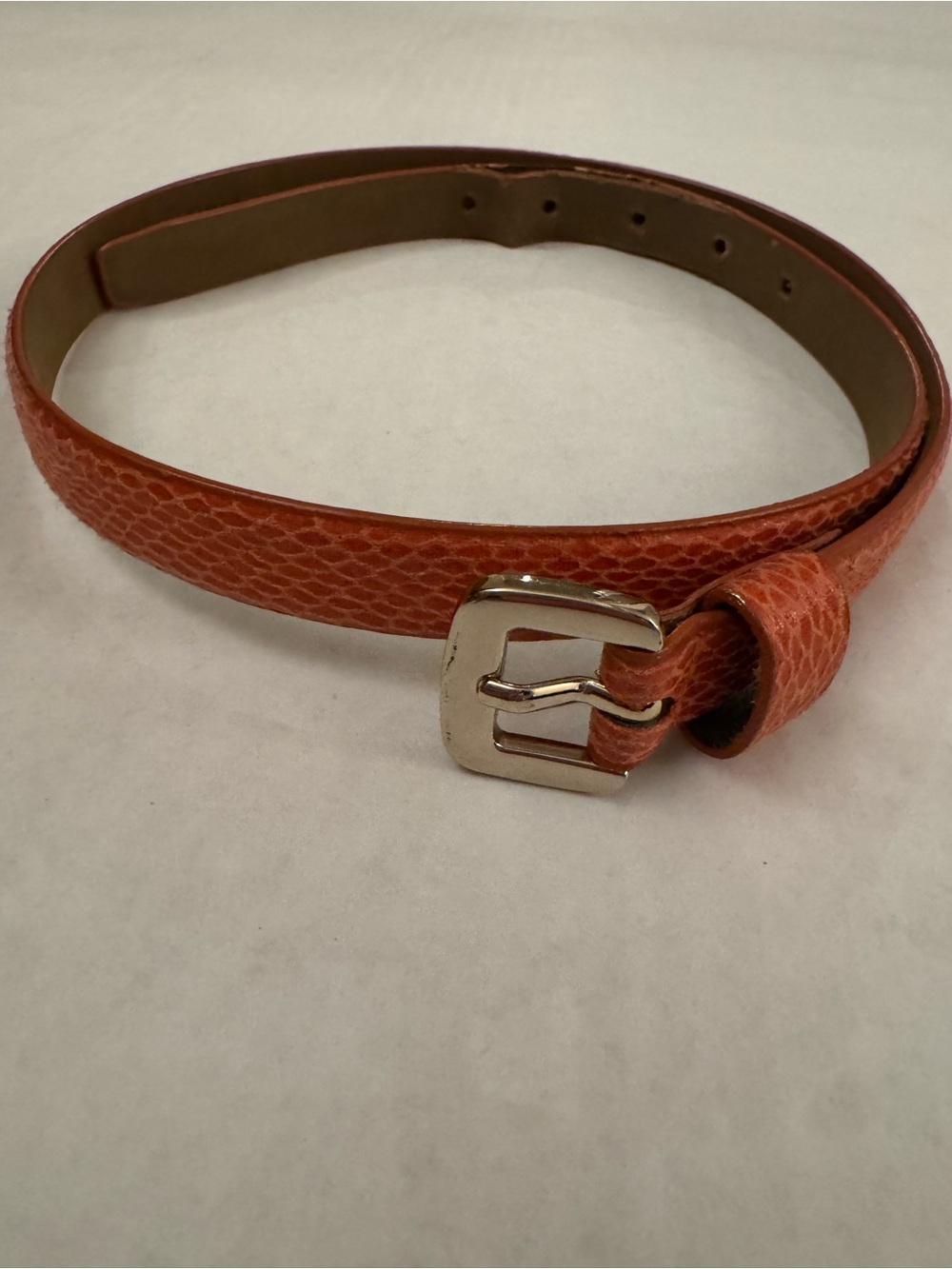 Banana Republic Orange Textured Leather Belt with Silver Buckle. See Description